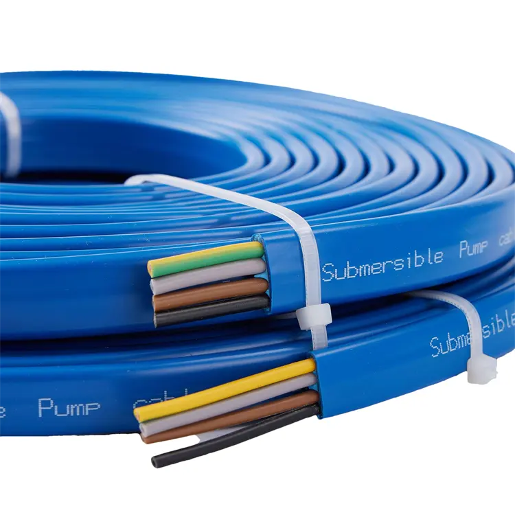 Kabel daya untuk Pompa bawah air, kawat MOQ 5000Meter 3 Core 4core 1.5mm 2.5mm kabel bawah air datar