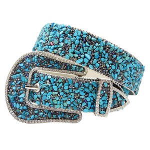 Nuova Cintura TUFFGIRL per <span class=keywords><strong>Donna</strong></span>, Moda con Strass e Pietre, Stile Western in Denim Versatile, 110cm - Product Image 1
