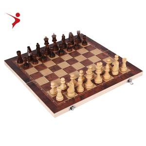 Giá rẻ 24*24cm cờ vua bằng gỗ thiết lập với gấp bàn cờ 9 "bằng gỗ backgammon cờ trong nhà gấp 3 trong 1 có thể được OEM - Product Image 2