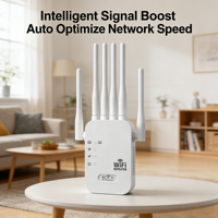 Répéteur WiFi 300M à 6 antennes, 2.4G, 2 ports RJ45, forte pénétration murale, compatibilité universelle, couverture 80-120m²
