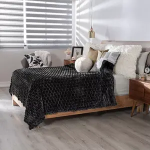 Manta Tejida Nórdica de Color Sólido, Textil para el Hogar, Tamaño Matrimonial/Individual XL, Loket - Product Image 3