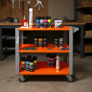 Chariot de rangement à outils TTAKE en plastique à 3 étagères, grand modèle, avec roues, orange, garantie de 3 ans - Product Image 3