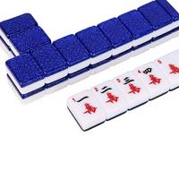 38 #   144 pièces en gros – Tuiles de Mahjong américaines en acrylique bleu scintillant, modernes et de luxe, roulées à la main, haut de gamme, portables, écologiques et personnalisables
