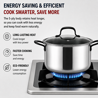 Nouvel arrivage d'usine, vente en gros, ensemble de casseroles classiques en acier inoxydable 5 plis, 11 pièces, fond brasé, compatible induction, passe au lave-vaisselle