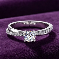 Bague de fiançailles en argent sterling 925 avec moissanite taille ronde GRA VVS, double rangée torsadée et pierres pavées latérales, pour femme