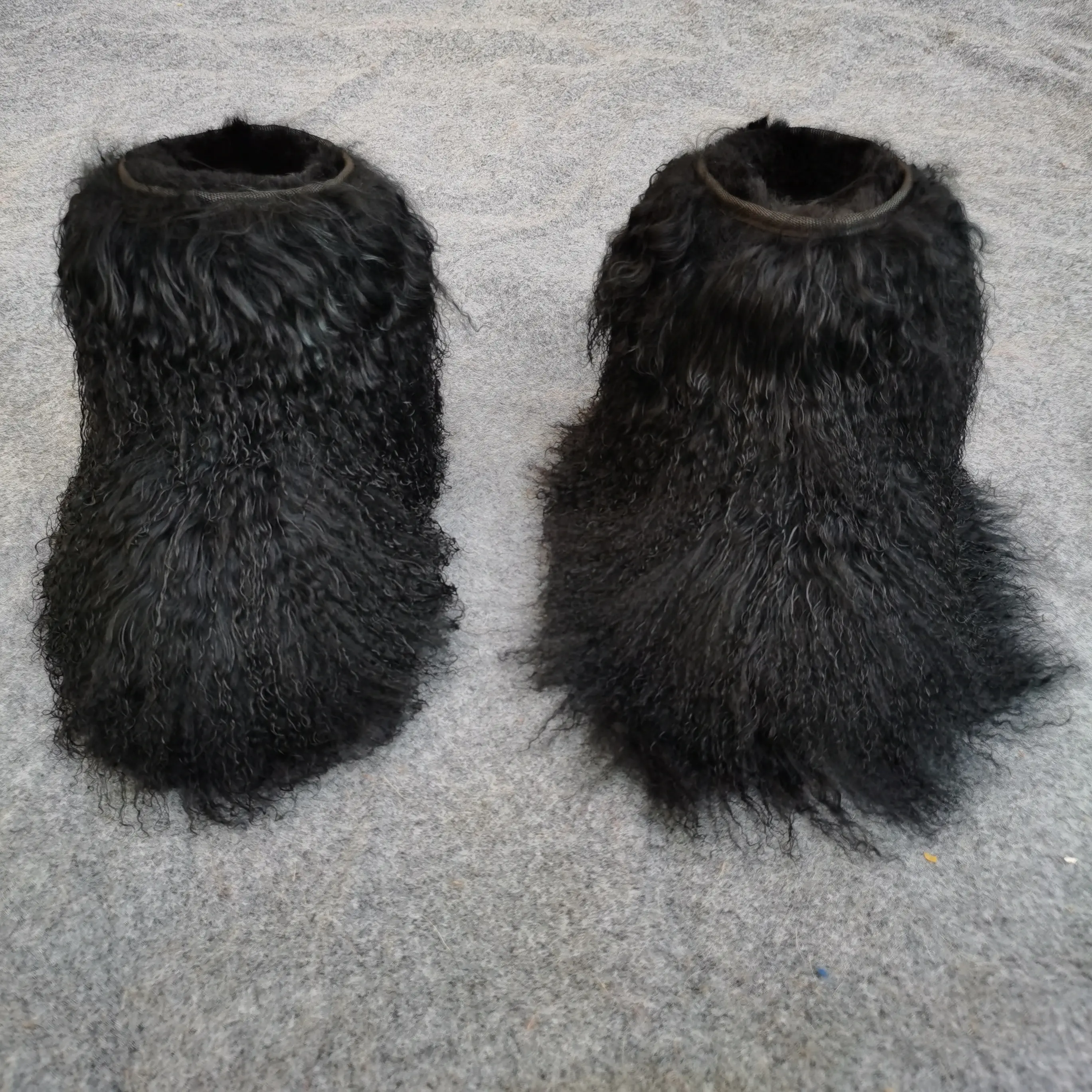 Зимние сапоги из монгольского меха овцы для девочек, полностью покрытые мехом, теплая зимняя обувь, мода