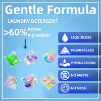 Capsules de lessive hypoallergéniques Protection des couleurs Dosettes de détergent à lessive satinées à haute efficacité pour peaux sensibles
