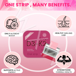 OEM Manufacturer Herbal Supplement Vitamin D3 K2 Strips with Calcium Bone Strength Support for Grow Taller <b>Height</b> Growth <b>Pills</b> - Product Image 4