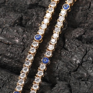 Colar de Tênis de Zircônia de Cobre de Fila Única 4mm com Olhos de Diabo Azuis, Estilo Europeu Americano, Novo, Retrô, Fofo e de Alta Qualidade, Inspirado em Hip-hop - Product Image 5