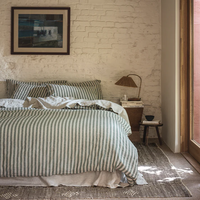 Parure de lit en lin 100% blanc, housse de couette, qualité hôtelière, rayures, tissage technique pour la literie