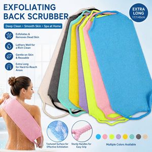 Extra Long Korean Exfoliating Back Scrubber Towel Double Handles Stretch Body Wash Cloth Dead Skin Remover <b>Shower</b> Exfoliating - Product Image 3
