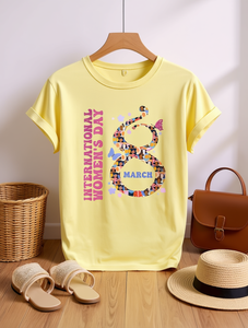 T-shirt casual da donna girocollo a maniche corte con stampa grafica in tessuto jersey vestibilità regolare per tutte le stagioni - Giornata Internazionale della Donna - Product Image 2