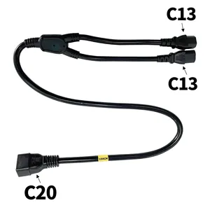 U L 3FT 12AWG Power distribution Adaptor Spliter Y type C20 to 2 X C13 Y Splitter Power Cable