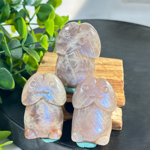 Bán buôn khắc thạch anh tự nhiên Moonstone với đèn flash màu xanh pha lê đá nhỏ dildo với mắt để bán và trình bày - Product Image 2