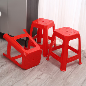 Taburete de plástico rojo de 25 cm, apilable, muebles para el hogar y la sala de estar, diseño minimalista, apariencia moderna - Product Image 4