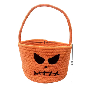 Panier de rangement en corde de coton tressé à la main, série Halloween, sac à bonbons pour enfants, sac citrouille, seau de bonbons pour Halloween - Product Image 6