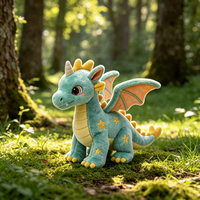 Peluche douce de dragon ailé bleu avec motifs étoiles, jouet en peluche personnalisé en gros