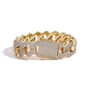 Pulsera Hip Hop de 19 mm con Cierre de Resorte, Cadena Cubana de Cuatro Hileras con Zirconia en Forma de Rombo, Joyería para Hombre, Tanjing - Product Image 5