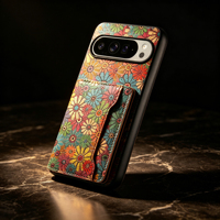 Étui de téléphone portefeuille en liège floral imprimé et gaufré Denior avec 3 emplacements pour cartes, compatible avec les séries Pixel 11/10/9/8/7/6