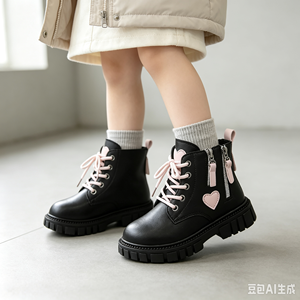 Botas de Princesa con Cierre de Cremallera Lateral y Cordones, de Piel Sintética, para Niñas Mayores, Modelo Nuevo 26-37 - Product Image 2