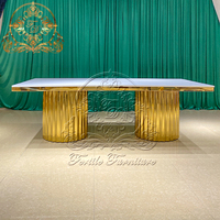 Table de mariage moderne en acier inoxydable avec plateau en verre trempé pour hôtel, banquet, fête, usage commercial et extérieur