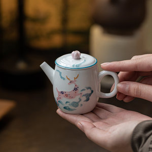 Guanlan Teapot Porcelain Miniature With Lid Deer Cloud Design For Kung Fu <b>Tea</b> <b>Set</b> - Product Image 1