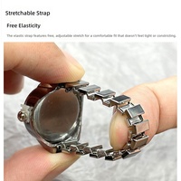 Jam Tangan Mini Hijau Kreatif Model Cincin Gerak, Jam Tangan Jari Berbahan Alloy Fashion Terbaru, Aksesoris Fashion Stainless Steel untuk Pria Wanita