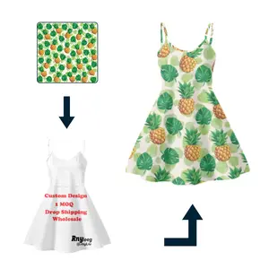 Customize Design/Photo Print On Demand Summer Dresses Ladies Women 2022 Sleeveless Adjustable Beach Dress Flared Swing Sundress