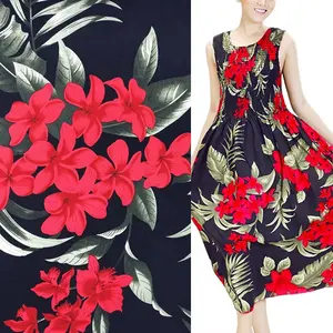 Tela de rayón 100% de alta calidad para verano, tejido de rayón con estampado Hawaiano de Callie, con patrón floral, 45s