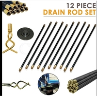 Prix usine 30ft Drain Pole Set Kit Heavy Duty Déverrouillage Piston Grattoir à vis sans fin 9m Poteau de nettoyage des égouts avec étui de transport