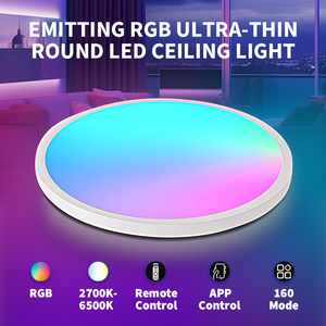 โคมไฟเพดาน LED อัจฉริยะทรงกลมบางเฉียบ ขนาด 12 นิ้ว RGB สำหรับตกแต่งบ้านสมัยใหม่ เหมาะสำหรับห้องนอนและห้องนั่งเล่น - Product Image 2