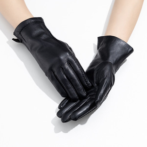 Gants en peau de mouton véritable Gushideng pour <span class=keywords><strong>femme</strong></span> – Tactiles, mode, hiver, plage, chauds, transfrontaliers - Product Image 2