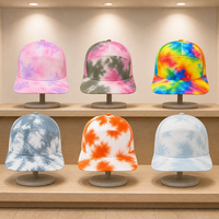 Casquette de baseball unisexe personnalisée en sergé tie-dye à 7 panneaux et visière plate, style formel, vintage, sportif, pour le quotidien, décontracté, extérieur, mode et streetwear