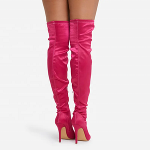 Pointed Toe Long Skintight <b>Boots</b> for Ladies Soft Stretch Fabric Women Over Knee High <b>Boots</b> Thin High Heel Shoes Spring - Product Image 6