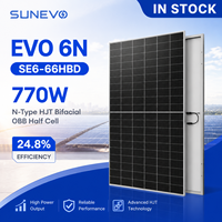 Module solaire bifacial à double vitrage HJT de type N à demi-cellules 700W 750W 770W 0BB avec une efficacité de 24,8 % pour les grands projets d'énergie solaire