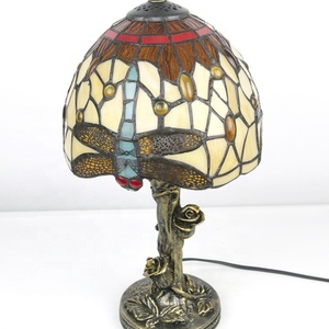 LongHuiJing Tiffany Table Lamp Dragonfly Shade Stained Glass Table Lamp Wholesale Price Antique Style Glass Table Lamp - Product Image 6