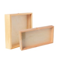 Vente en gros de boîtes d'ombre personnalisées naturelles, cadre de boîte d'ombre en bois avec photo carrée et bouchon de vin en vrac