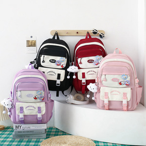 Cartable étudiant quatre pièces de grande capacité pour femmes imperméable à la mode avec fermeture à glissière Protection du dos réduisant la charge - Product Image 4