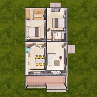 Grande villa préfabriquée sur mesure en paquet plat Suite de deux chambres à coucher Maison conteneur 5 en 1 préfabriquée moderne à plancher plat Guyana