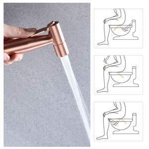 Pulvérisateur de bidet mural en acier inoxydable couleur or rose avec tuyau flexible, design contemporain - Product Image 6