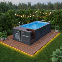 Conteneur d'expédition en acier populaire aux États-Unis, 20 pieds, 30 pieds, 40 pieds, avec fenêtre en verre pour piscine, système de filtration SPA, durable, prix compétitif, boutique
