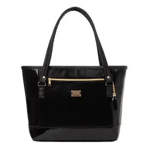 Sac cabas pour femme Fana Lala, noir, motif Saffiano, fermeture à rabat, bandoulière chaîne, sac à main décontracté pour usage quotidien - Product Image 1