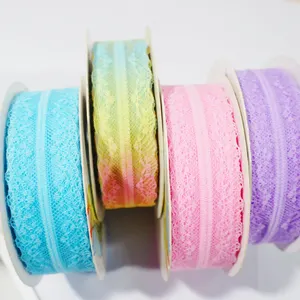 Ribbons Supplier Japanese Korea Style Stock Sale Grosgrain Lace Trim Flower Stamp Ribbon rainbow Lace ribbon