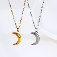 Boho Dainty Croissant de Lune Collier Plaqué Or Petit Mignon Double Corne Pendentif Demi Lune Collier Pour Femmes Bijoux Minimalistes