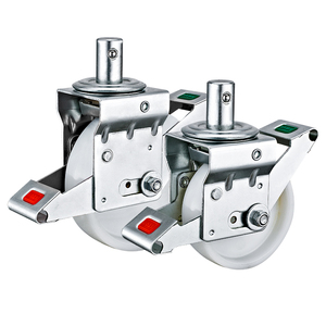 6 "8" Euro Typ Hochleistungs-Vollgerüst-Lenk rollen PU-Räder Verstellbares Wagenheber-Rollen rad aus Stahl - Product Image 4