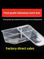 Boîte à emporter rectangulaire jetable pour la restauration rapide, boîte à riz avec couvercle épaissi, boîte à bento transparente de qualité alimentaire pour la maison, 900 ml