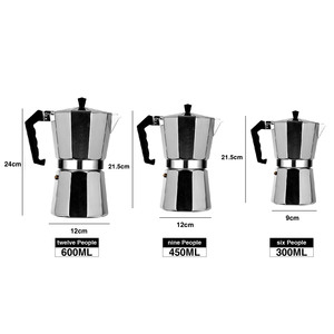 Cafetière expresso italienne de restaurant 6 tasses <span class=keywords><strong>avec</strong></span> moulin à <span class=keywords><strong>café</strong></span> de qualité supérieure en aluminium Moka Pot Brewer Percolator - Product Image 3