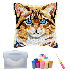 Custom Pattern DIY Cat Latch Hook Pillow Kit Handmade Home Decor Yarn Decoration Craft Gift Textile & Fabric Crafts