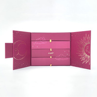 Boîte cosmétique rose à double porte avec impression dorée, calendrier de l'avent en papier, boîtes de calendrier de l'avent pour filles