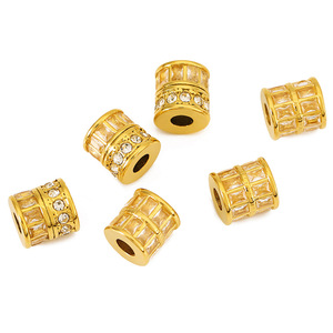 Cuentas cilíndricas de circonita cuadrada con incrustaciones de diamantes de acero inoxidable para la fabricación de pulseras, accesorios de joyería DIY, cuentas espaciadoras al por mayor - Product Image 5